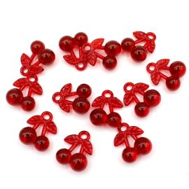 Pingente de Acrílico / 26X21mm - Cereja  (10 gramas) - Vermelho
