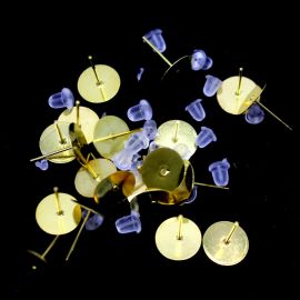 Base de Brinco em Metal / 10mm - Para Colagem (10 PARES) - Dourado