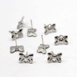 Pino de Brinco em Metal / 8x11mm - Laço (1 par) - Níquel