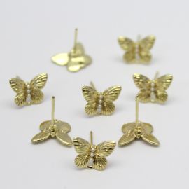Pino de Brinco em Metal / 10mm - Borboleta (1 par)-Dourado