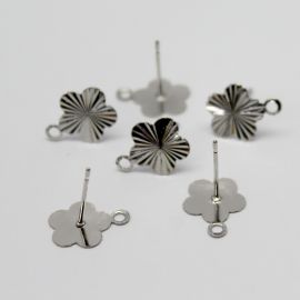 Pino de Brinco em Metal / 10mm - Flor (1 par)-Níquel