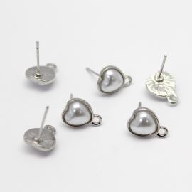 Pino de Brinco em Metal / 12x10mm - Coração (1 par) - Níquel