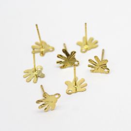 Pino de Brinco em Metal / 9mm - Mãozinha(1 par)-Dourado
