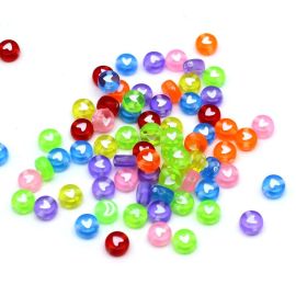 Pastilha Plástica Transparente / 7mm - Coração - Branco (20 gramas) - Cores Diversas