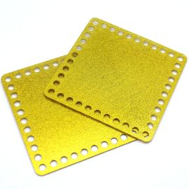 Base em Acrílico para Bolsa Infantil / 14x14cm - Quadrada (1 Par) - Dourado