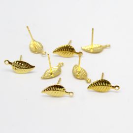 Pino de Brinco em Metal / 14x6mm - Folha (1 par)-Dourado