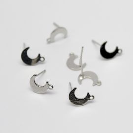 Pino de Brinco em Metal / 11x9mm - Lua (1 par)-Níquel