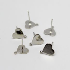 Pino de Brinco em Metal / 10mm - Coração (1 par)-Níquel