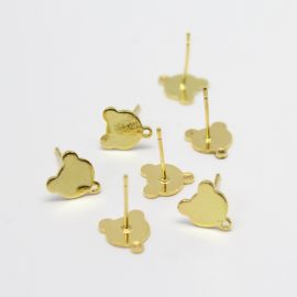 Pino de Brinco em Metal / 10mm - Gatinho (1 par)-Dourado