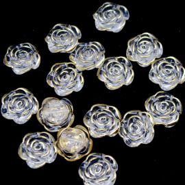 Conta Plástica Transparente / 18mm - Flor com Borda (10 gramas)