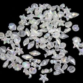 Conta de Plástico / 15mm - Motivos do Mar - Sereismo (10gramas) - Transparente Furta-Cor