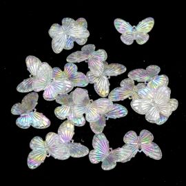 Borboleta de Plástico / 20x27mm - Furo Pingente (10gramas) - Transparente Furta-Cor