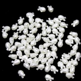 Conta de ABS Perolado / 11x8mm -  Peixe (10 gramas) - Creme