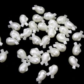 Conta de ABS Perolado / 16x11mm -  Peixe (10 gramas) - Creme