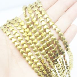 Pedra de Hematita Dourada / 6mm - Coração (1 FIO)