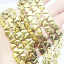 Pedra de Hematita Dourada / 8mm - Coração (1 FIO)