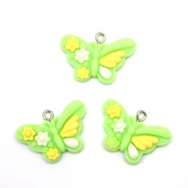 Pingente de Resina / 18x27mm - Borboleta (Unidade)-Rosa