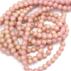 Bola de Vidro / 8mm - com Detalhe Dourado (1 Fio)