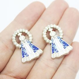 Entremeio de Metal / 25x15mm - Nossa Senhora Aparecida (unidade)-Níquel