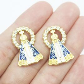 Entremeio de Metal / 25x15mm - Nossa Senhora Aparecida (unidade)-Dourado