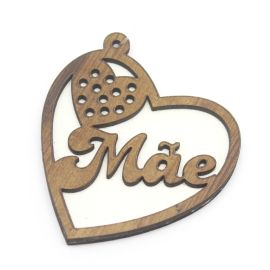 Pingente em MDF / 60mm - Coração Mãe (Unidade)