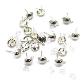 Pino de Brinco em Metal / Redondo - 8mm (Pacote com 10 Pares)