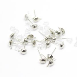 Pino de Brinco em Metal / Redondo - 6mm (Pacote com 10 Pares)