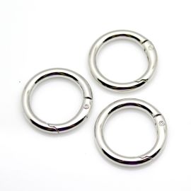 Fecho Mosquetão / 34mm - Argola Articulada (Unidade) - Níquel-Níquel