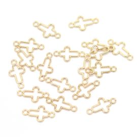 Entremeio de Metal / 20x10mm - Crucifixo (unidade) -Dourado