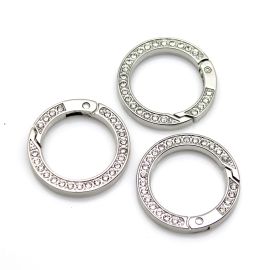 Fecho Mosquetão / 35mm - Argola Articulada com Detalhe em Strass (Unidade) -Níquel