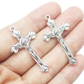 Crucifixo de Metal / 41x22mm - Com Cristo (unidade) -Níquel