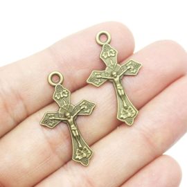 Mini Crucifixo / 27x17mm - (Unidade)-Ouro Velho