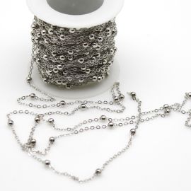 Corrente de Metal com Bolinha / 4mm - (1 metro)-Níquel