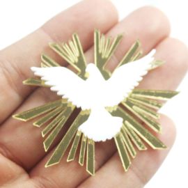 Aplique de Acrílico / 48x50mm - Pomba (1 Kit)