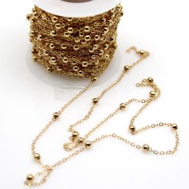 Corrente de Metal com Bolinha / 4mm - (1 metro)-Dourado