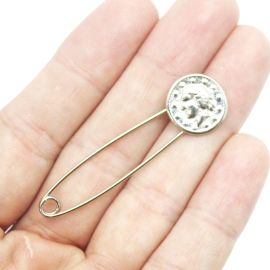 Broche de Metal  / 50mm - Redondo (Unidade) - Níquel