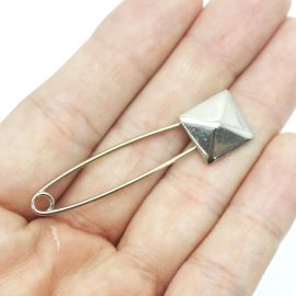Broche de Metal  / 50mm - Quadrado (Unidade) - Níquel