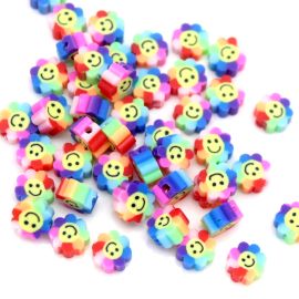Entremeio de Fimo / 10mm - Flor Margarida Feliz (Unidade)