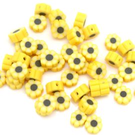 Entremeio de Fimo / 10mm - Flor Margarida - Amarela (Unidade)