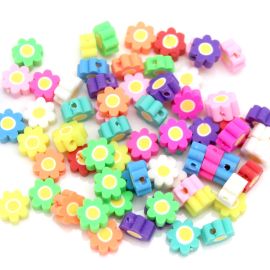 Entremeio de Fimo / 10mm - Flor Margarida - Cores Diversas (10 Unidades)