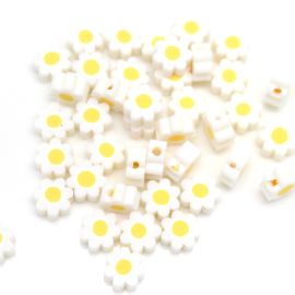Entremeio de Fimo / 10mm - Flor Margarida - Branca (Unidade)