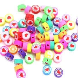 Entremeio de Fimo / 10mm - Estampa Coração (10 Unidades)