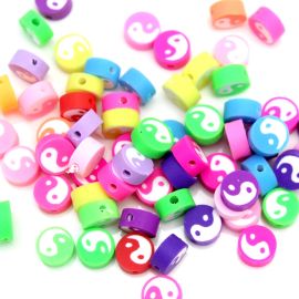 Entremeio de Fimo / 10mm - Ying Yang (10 Unidades) - Cores Diversas