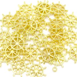 Pingente de Plástico ABS / 25mm - Leme (10 gramas) - Dourado