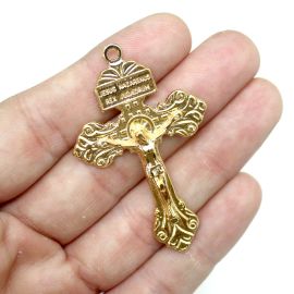 Crucifixo de Metal / 53x34mm - Com Cristo (unidade) - Dourado