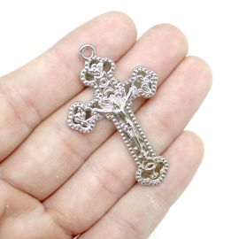 Crucifixo de Metal / 48x30mm - Cristo 1° Eucaristia (Unidade)-Níquel