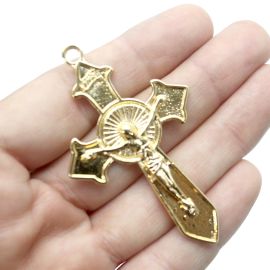Crucifixo de Metal / 62x38mm - com O Cristo  (unidade) - Dourado