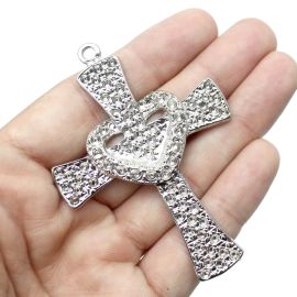 Cruz de Metal / Terço pra Noiva - 72x51mm (Unidade)-Níquel