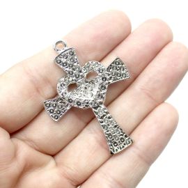 Crucifixo de Metal / 57x33mm - com O Cristo  (unidade) - Níquel