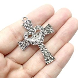 Cruz de Metal / 47x33mm - Terço para Noiva (unidade)-Níquel
